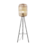 LAMPADAIRE EN ROTIN PIEDS NOIRS